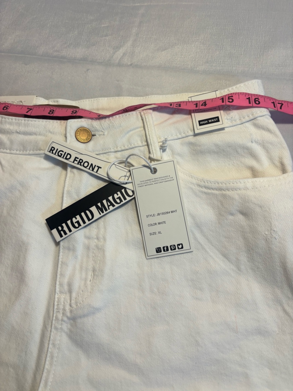 Judy Blue XL White Distressed Denim Cutoff Boho Cotton Shorts New - Picture 6 of 14